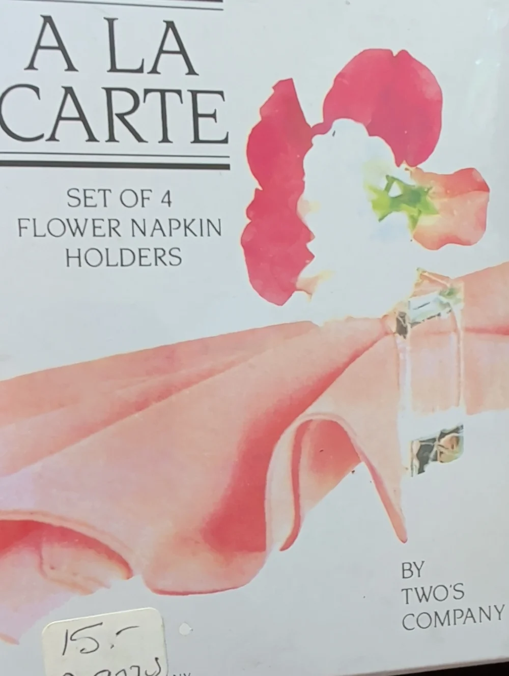 new A LA CARTE by TWO'S COMPANY flower napkin holder set of 12